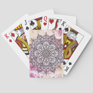 Jeu De Cartes Mandala aérien joyeux rose violet jaune bleu et or