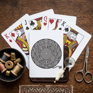 Jeu De Cartes Mandala de boule de fil noir et blanc