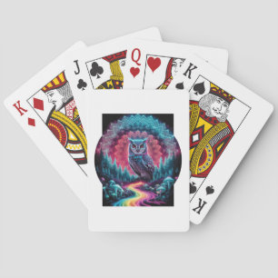 Jeu De Cartes Mandala de hibou psychédélique - Art forestier tri