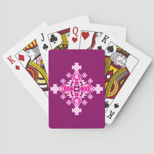 Jeu De Cartes Mandala de quatre points - pâlissez - rose et (dos)