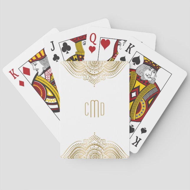 Jeu De Cartes Mandala d'or en blanc (dos)