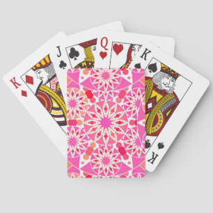 Jeu De Cartes Mandala motif, tons rose et corail
