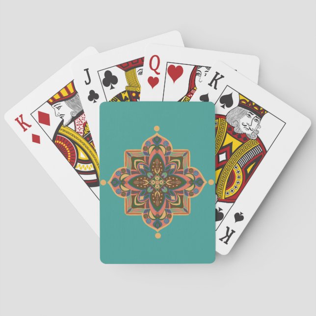 Jeu De Cartes Mandala pêche sur fond vert (dos)