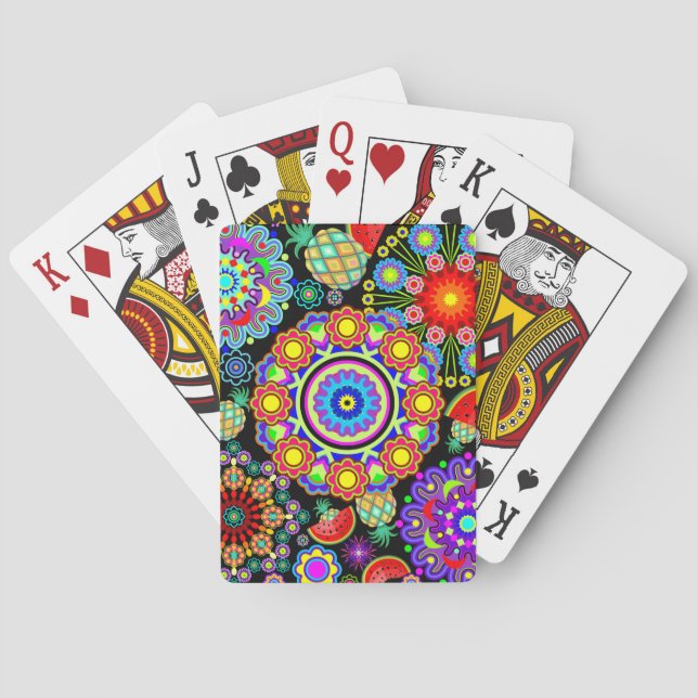 Jeu De Cartes Mandalas et Motif de fruits exotiques (dos)