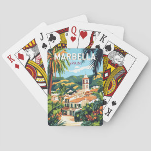 Jeu De Cartes Marbella Espagne Illustration Voyage Art Vintage