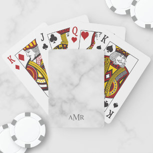 Jeu De Cartes Marbre blanc classique Monogramme personnalisé
