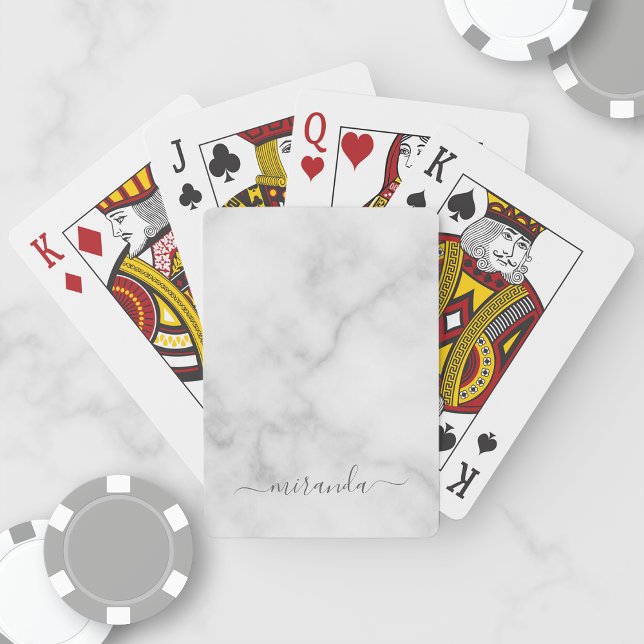 Jeu De Cartes Marbre blanc de nom personnalisé de script moderne (Créateur téléchargé)