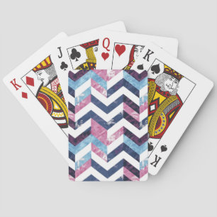 Jeu De Cartes Marbre blanc rose bleu Chevron