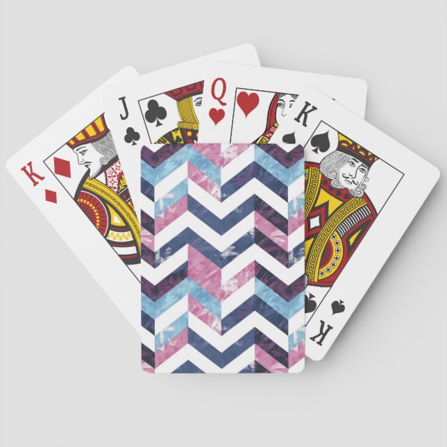 Jeu De Cartes Marbre blanc rose bleu Chevron (dos)