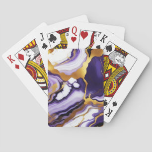 Jeu De Cartes Marbre faux violet jaune or tendance gras