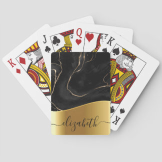 Jeu De Cartes Marbre noir Golden Fera