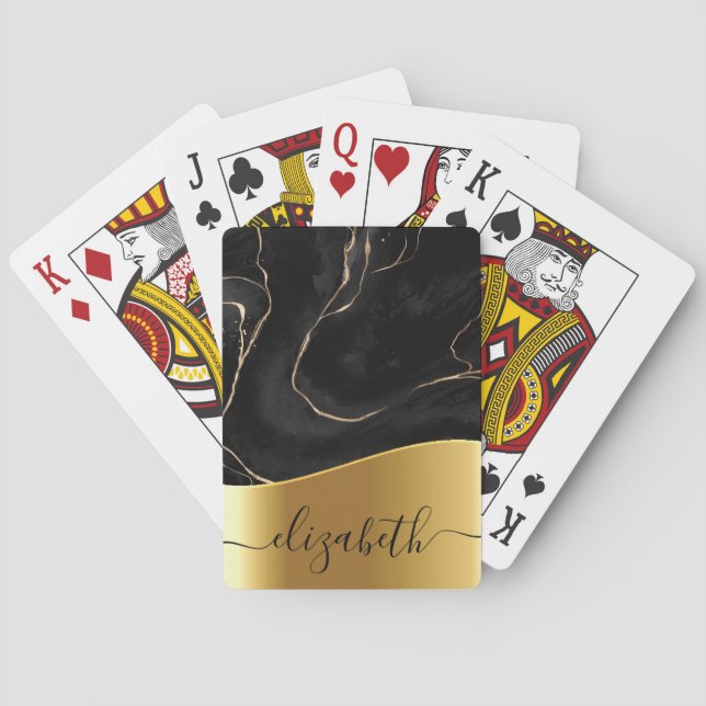 Jeu De Cartes Marbre noir Golden Fera (dos)