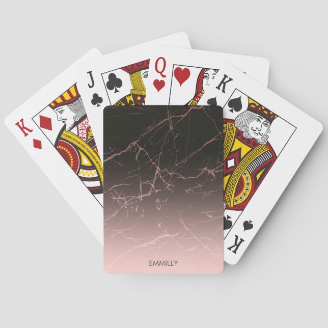 Jeu De Cartes Marbre noir Rose (dos)