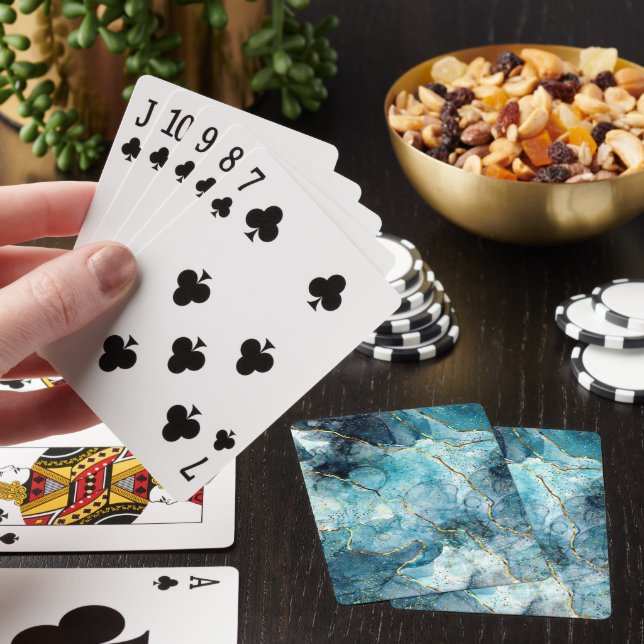 Jeu De Cartes Marbre pailleté bleu et or (In Situ)