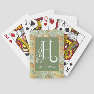Jeu De Cartes Marbre Vert Orange Regard H Monogramme, Personnali