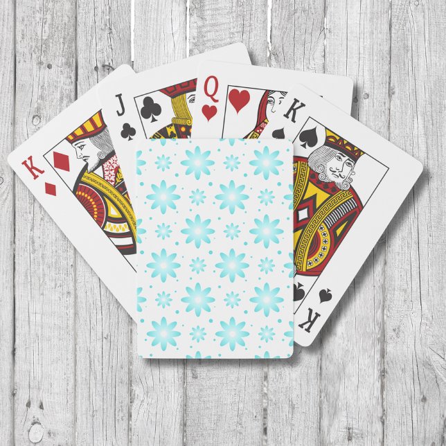 Jeu De Cartes Marguerite délicate blanche et turquoise, point mo (Créateur téléchargé)