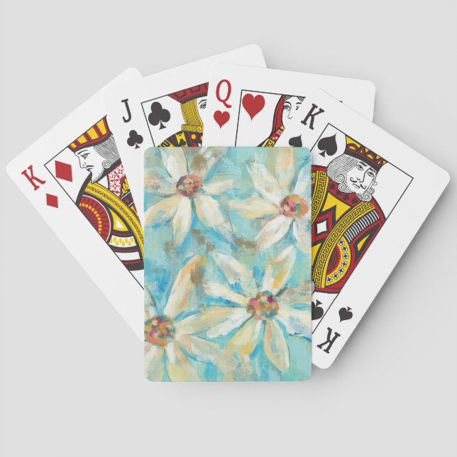Jeu De Cartes Marguerites blanches sur fond bleu (dos)