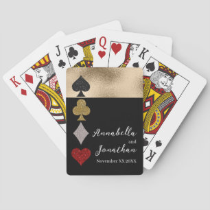 Jeu De Cartes Mariage au casino Gold & Black Glitter Las Vegas
