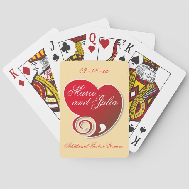 Jeu De Cartes Mariage au Cœur Rouge Élégant (dos)