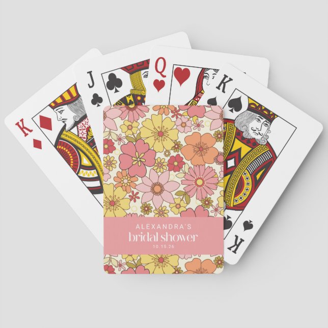 Jeu De Cartes Mariage Bohème Rétro Fleurs Roses Jaunes Personnal (dos)