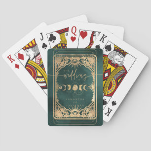 Jeu De Cartes Mariage céleste de tarot vert émeraude et or faux