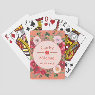Jeu De Cartes Mariage chinois moderne orangé cercle fleuri
