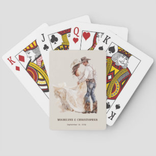 Jeu De Cartes Mariage de couple western rustique