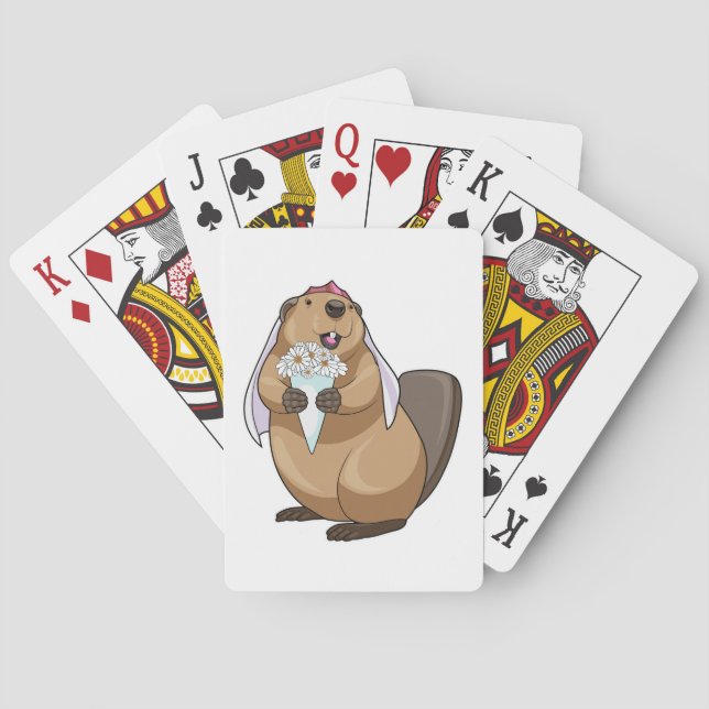 Jeu De Cartes Mariage de fleurs de mariée de castor (dos)