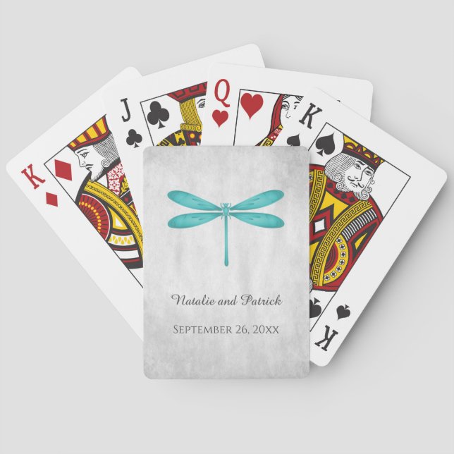 Jeu De Cartes Mariage de libellules turquoise Jouer des cartes (dos)