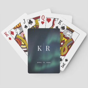 Jeu De Cartes Mariage de monogramme Aurora Northern Lights