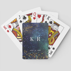 Jeu De Cartes Mariage de monogramme de Galaxie céleste de nuit é