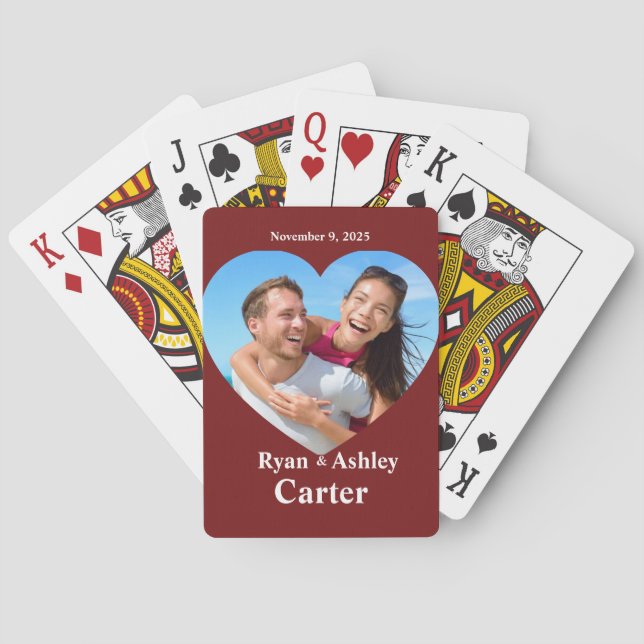 Jeu De Cartes Mariage de photos du coeur mariée et chambre (dos)