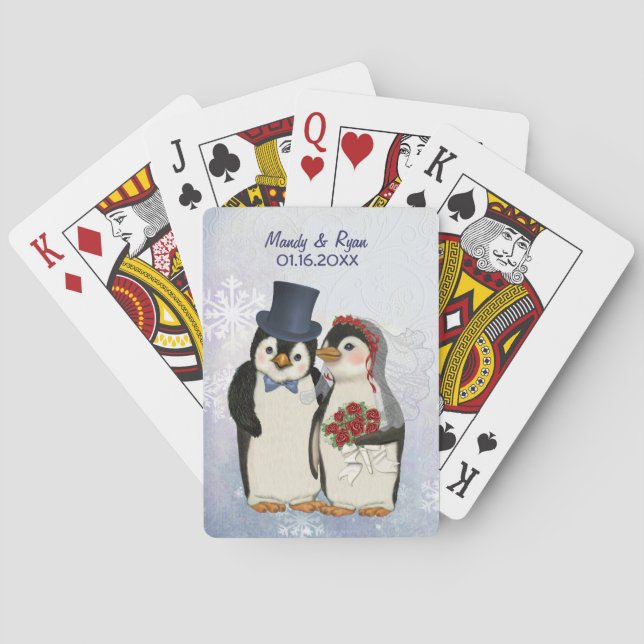 Jeu De Cartes Mariage de pingouin - Personnaliser (dos)