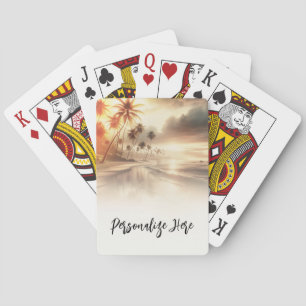 Jeu De Cartes Mariage de plage au coucher du soleil avec des pal