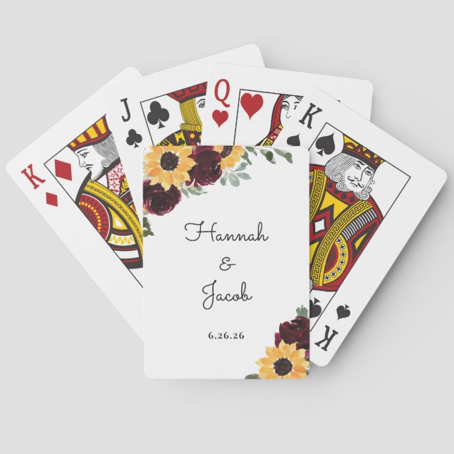 Jeu De Cartes Mariage de tournesol rustique Favoriser (dos)