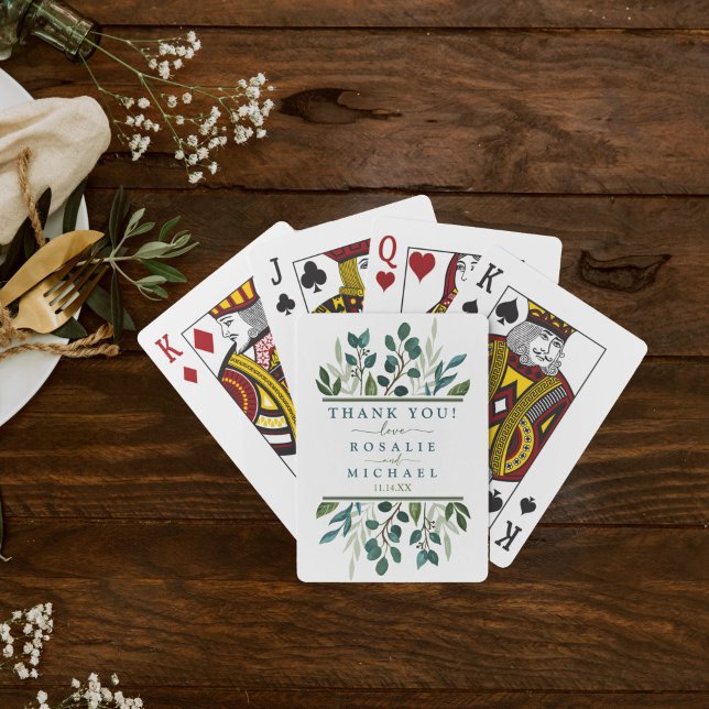 Jeu De Cartes Mariage de verdure botanique (Botanical Greenery Custom Wedding Playing Card Deck)