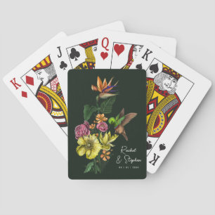 Jeu De Cartes Mariage d'été floral élégant tropical avec colibri