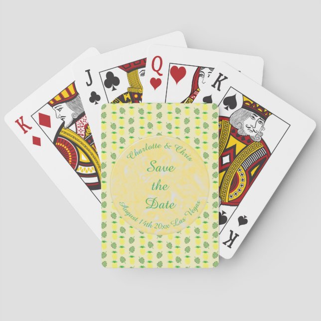 Jeu De Cartes Mariage d'été tropical Ananas et Palm Feuille (dos)