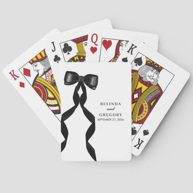 Jeu De Cartes Mariage élégant au ruban noir (dos)