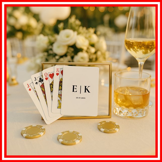 Jeu De Cartes Mariage Élégant Moderne Monogramme Simple Noir Bla (Créateur téléchargé)