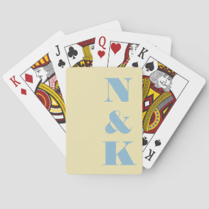 Jeu De Cartes Mariage Élégant Monogramme Moderne Jaune Beurre Bl
