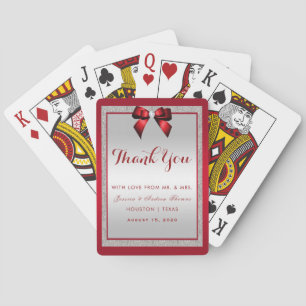 Jeu De Cartes Mariage élégant rouge rubis et paillettes argentée