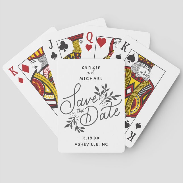 Jeu De Cartes Mariage Enregistrer la date Jolie Calligraphie Bot (dos)