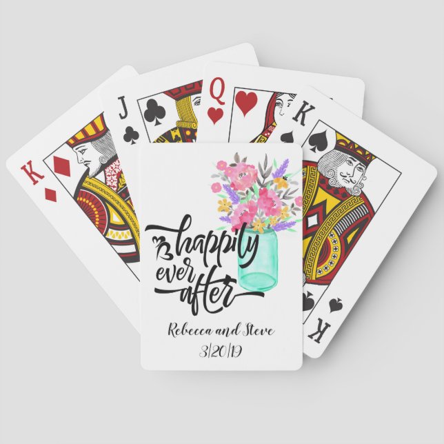 Jeu De Cartes Mariage Favor Fleurs Cadeaux Mason Jar (dos)