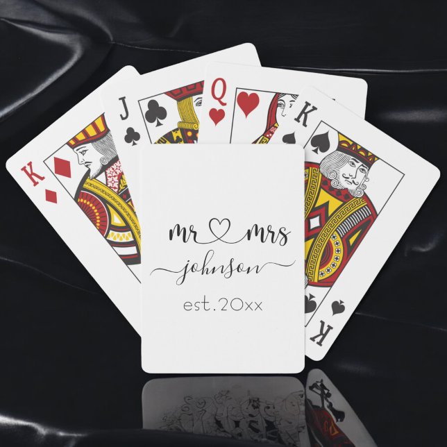 Jeu De Cartes Mariage Fiançailles Coeur M. Mme Nom personnalisé (Créateur téléchargé)