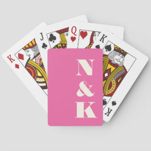 Jeu De Cartes Mariage minimaliste moderne monogramme rose vif