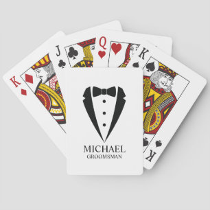 Jeu De Cartes Mariage noir Tuxedo Suit Groomsmen personnalisé