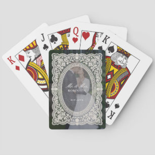 Jeu De Cartes Mariage photo de cadre en dentelle florale vintage