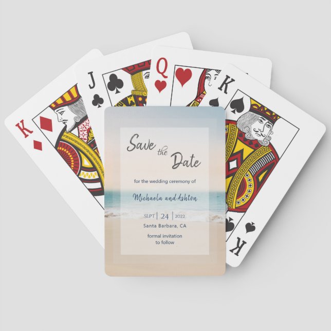 Jeu De Cartes Mariage plage Enregistrer la date  (dos)