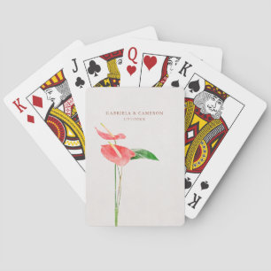 Jeu De Cartes Mariage Tropical Floral Aquarelle Laceleaf